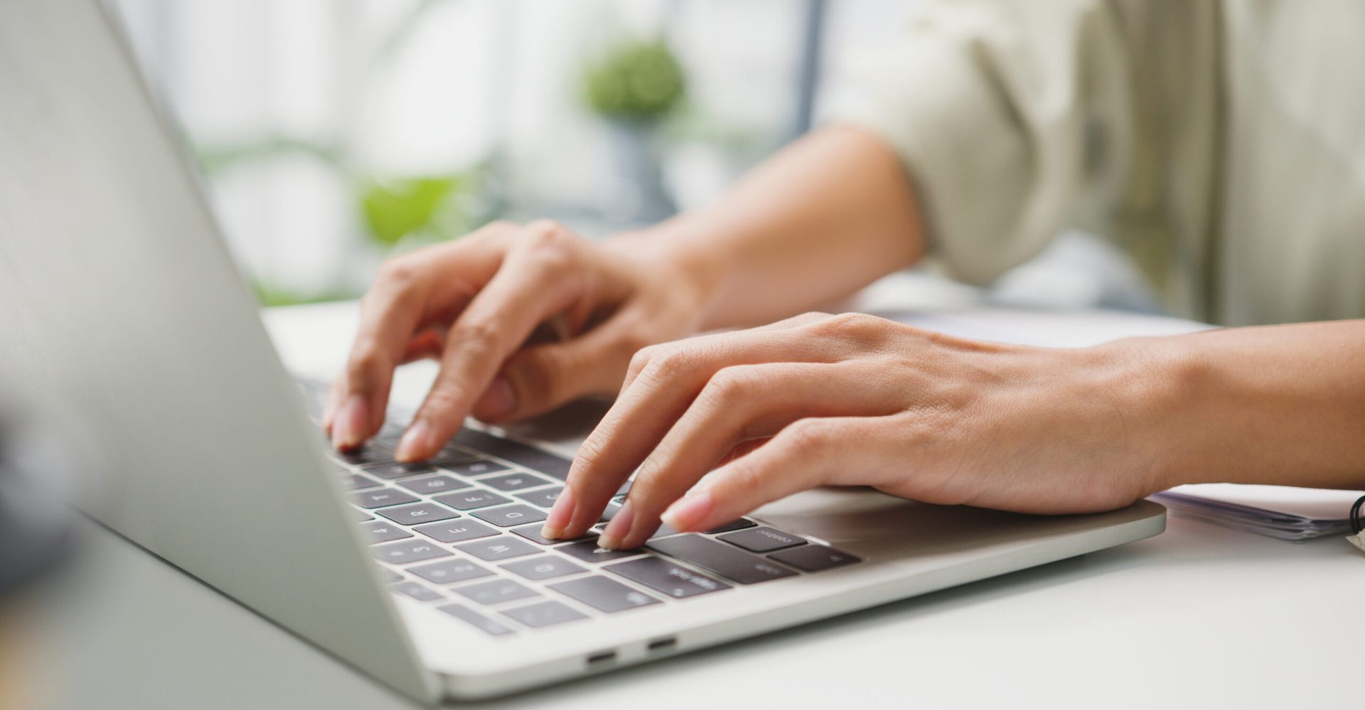 Freelance young Asia businesswoman casual wear using laptop work